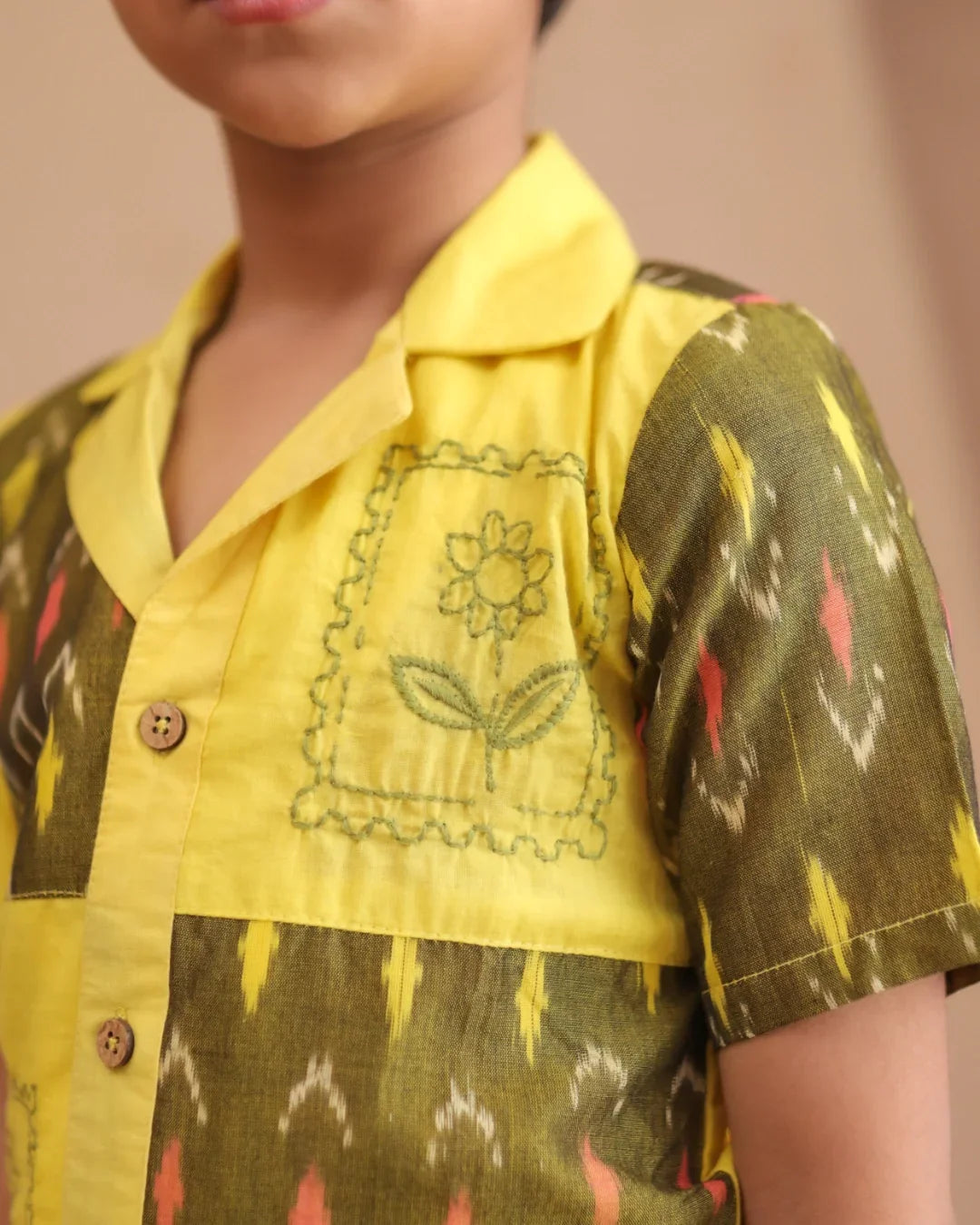 Arin Ikat Shirt – Olive Yellow