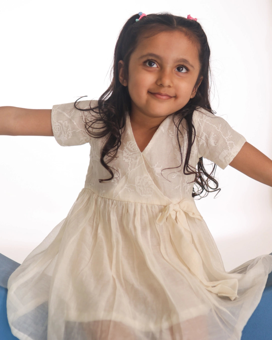 Meher Angrakha Dress – Ivory Cream