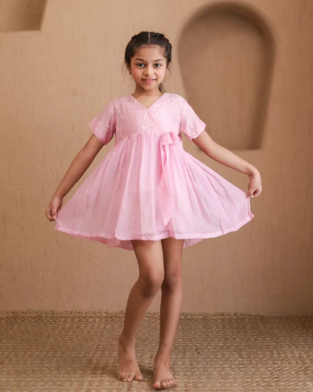 Meher Angrakha Dress – Blush Pink